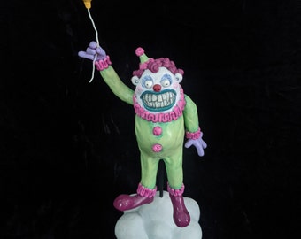 LB Foolish the Clown- Scary Clown with Balloon, Horror Art, Creepy Clown Sculpture, Original One of a Kind Art