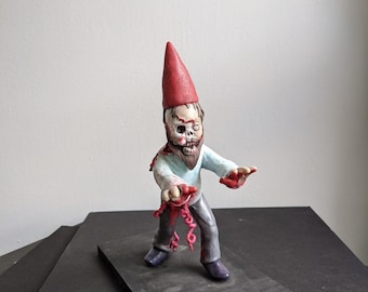 Creepy Zombie Gnome Sculpture, Creepy Cute Zombie Art,  Zombie Figurine, Original Art Sculpture, Gnome Zombie Figure