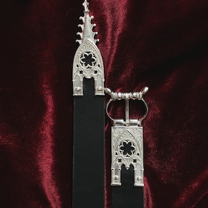 Gothic victorian leather belt pointed arch decor with medieval vibe