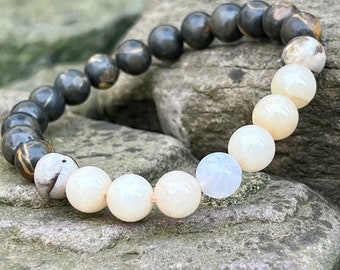 Moonstone Feldspar Jade & Jasper Gemstone Jewelry - Unisex Gift