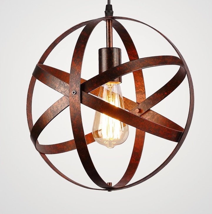 Retro Industrial Spherical Pendant Light Iron Vintage Etsy