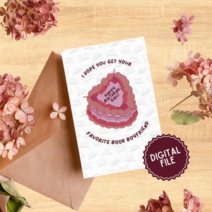 Cartão de aniversário Bookish imprimível | presente livresco, cartão de aniversário, feliz aniversário, presente leitor ávido