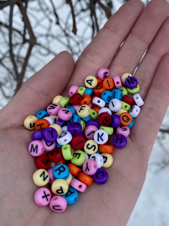 Coloured Alphabet Letter Beads, Letter Beads, Acrylic Letter Beads,  Assorted A-Z Beads, Assorted Letter Beads, Round Letter Beads