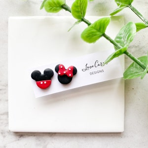 MINNIE & MICKEY | Handmade earrings | Handmade polymer clay earrings | Clay earrings | Clay designs | Clay art | Stud earrings