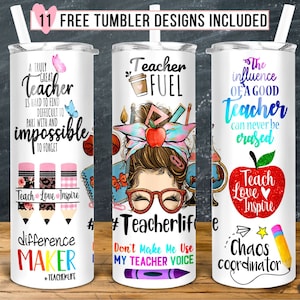 Teacher 20 oz Skinny Tumbler, Teacher Tumbler Sublimation Design, Teacher Appreciation, Teacher Wrap, Teacher Life PNG Instant Download