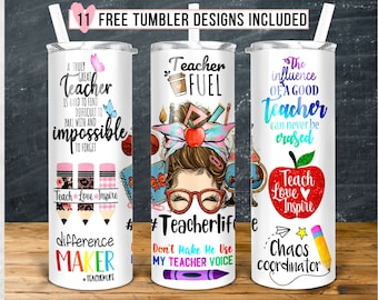 Teacher 20 oz Skinny Tumbler, Teacher Tumbler Sublimation Design, Teacher Appreciation, Chaos Coordinator, Teacher Life PNG Instant Download