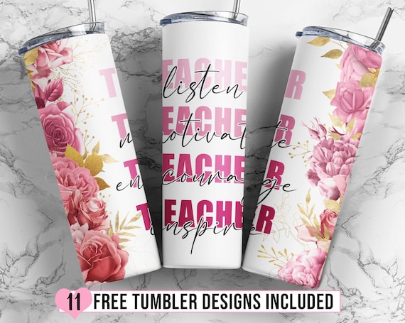 Teacher 20 oz Skinny Tumbler, Teacher Tumbler Sublimation Design, Teacher Appreciation, Teacher Wrap PNG, Teacher Life PNG Instant Download