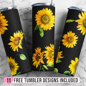NAHTLOSE Sonnenblumen 20 oz Skinny Tumbler Sublimation Tumbler Digital Design Download PNG