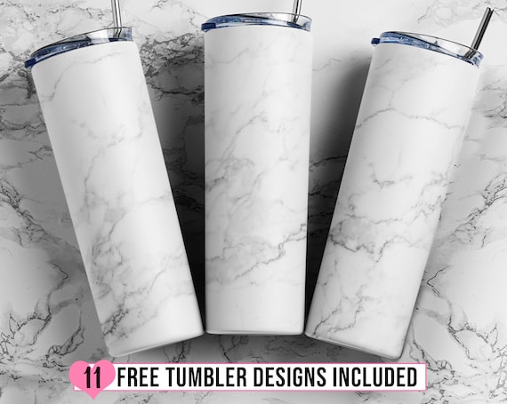 White Marble Sublimation Tumbler Designs, Marble Background 20oz Skinny Tumbler Wrap Template - PNG Digital Download