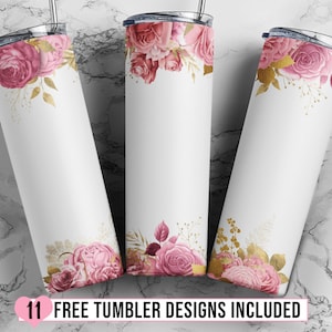 20oz Skinny Tumbler Sublimation Designs Flower, Floral Tumbler for Straight/Tapered Tumbler PNG Digital Download