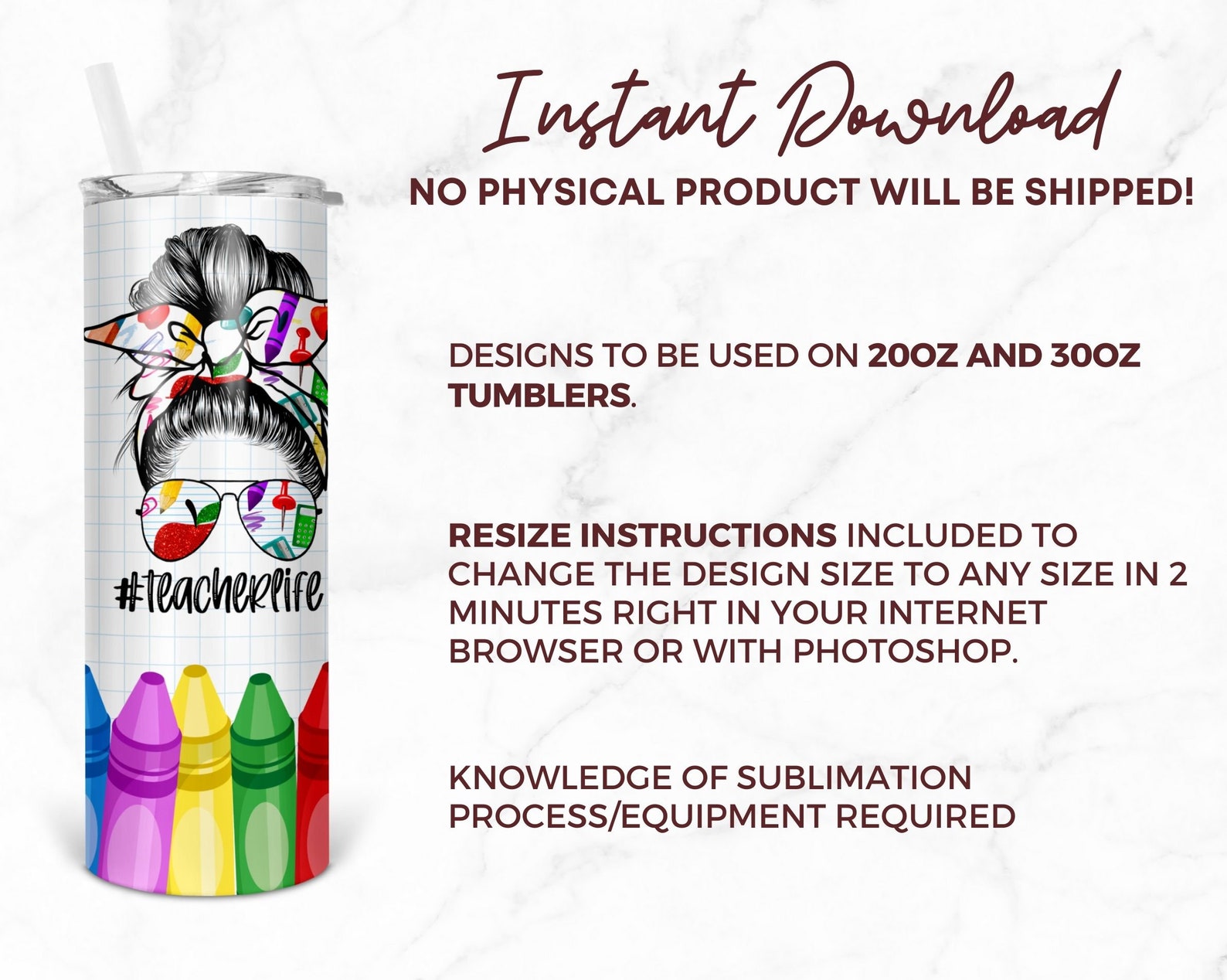 Teacher Nutrition Facts Crayons Tumbler Design, Back to School Teacher