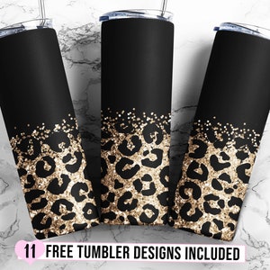 20 oz Skinny Tumbler Sublimation Design Template Glitter Gold Leopard Tumbler Straight and Tapered Design Digital Download