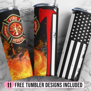 American Firefighter 20oz Skinny Tumbler Sublimation, Firefighter PNG Fire Rescue, Fireman Tumbler Design - PNG Instant Download