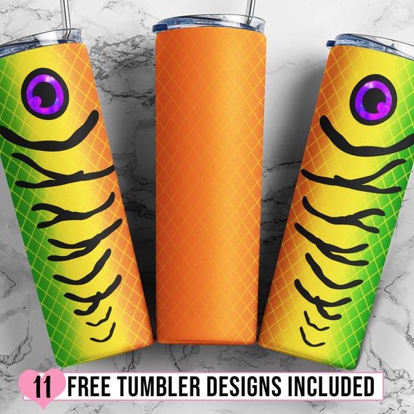 Fishing Tumbler PNG, Lure 20oz Skinny Tumbler Sublimation Designs, Bass Fishing Tumbler Design Wrap photo Straight/Tapered Tumbler - PNG