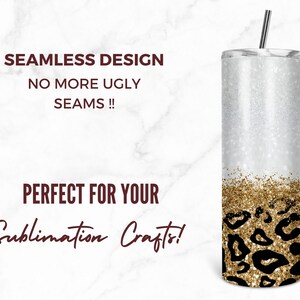 20 Oz Skinny Tumbler Sublimation Design Template Leopard Glitter ...