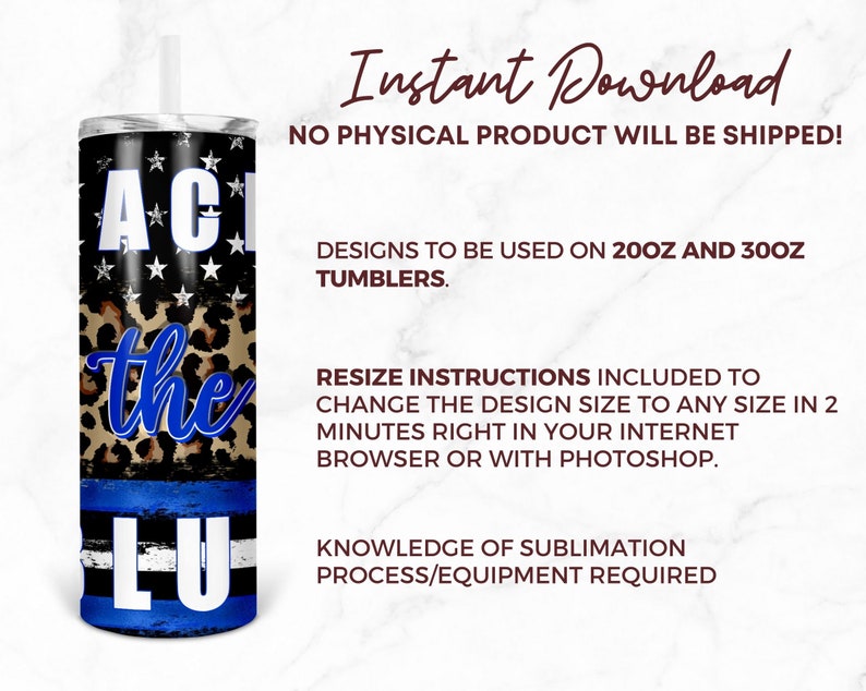 May include: A sublimation design for a tumbler featuring a blue and black American flag, a leopard print, and the text "AC the LU".