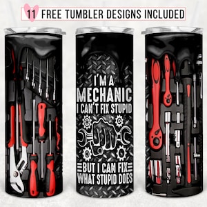 I&#39;m a Mechanic 20 Oz Skinny Tumbler Sublimation Design, Mechanic Tumbler Tool Box, Automotive Tumbler, Father&#39;s Day, PNG Digital Download