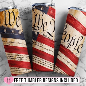 20oz Skinny Tumbler Sublimation Designs Patriotic American We The People Constitution for Straight/Tapered Tumbler PNG File Digital Download