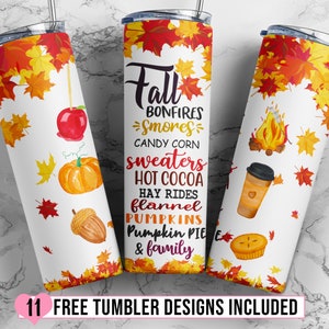 Fall Vibes Tumbler PNG, Autumn Tumbler Sublimation Design, Falling Leaves 20oz Skinny Tumbler Design PNG, Autumn Vibes, Thanksgiving
