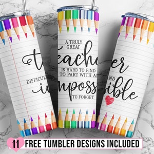 20 oz Skinny Tumbler Rainbow Pencils Teacher Tumbler Crayons Teacher Quote Sublimation Design PNG Téléchargement instantané
