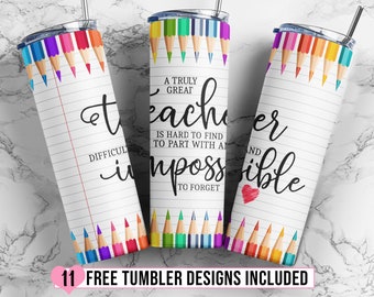 20 oz Skinny Tumbler Rainbow Pencils Teacher Tumbler Crayons Teacher Quote Sublimation Design PNG Instant Download