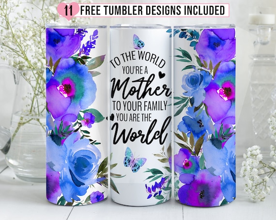 Mother's Day Floral 20 oz Tumbler Sublimation Design, Mothers Day Tumbler, Mothers Tumbler Png, Mom Floral Sublimation Design - PNG