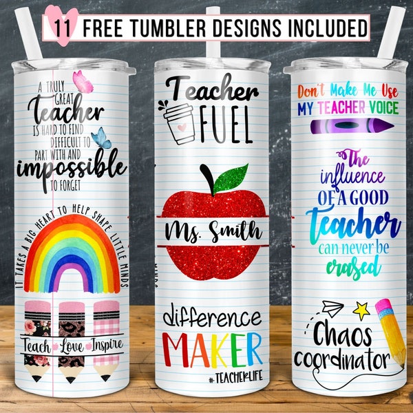 Leraar Tumbler Sublimatie Design, 20 oz Skinny Tumbler Leraar Naam, Leraar Brandstof, Leraar Wrap, Leraar Leven PNG Instant Download