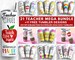 Teacher 20 oz Skinny Tumbler Bundle, Teacher Life Back To School Sublimation Designs, Teacher Appreciation PNG Instant Download 