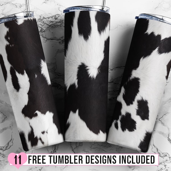 Cow Hide Sublimation Tumbler Design, Cow Fur Print 20oz Skinny Tumbler Wraps Templates - PNG Digital Download