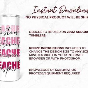 May include: A white sublimation tumbler with pink text that reads "Listen, Each, Motivate, Each, Courage, Each, Inspire". The tumbler is a digital download and no physical product will be shipped.
