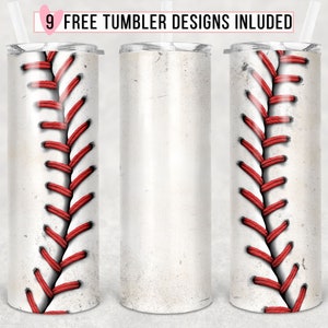 20oz Skinny Tumbler Sublimation Designs Dirty Baseball Tumbler for Straight/Tapered Tumbler Design - PNG