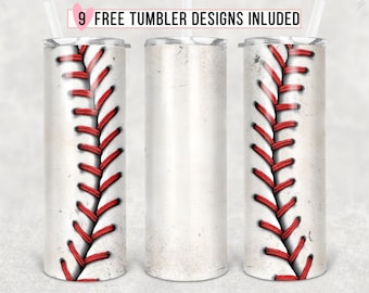 20oz Skinny Tumbler Sublimation Designs Dirty Baseball Tumbler for Straight/Tapered Tumbler Design - PNG