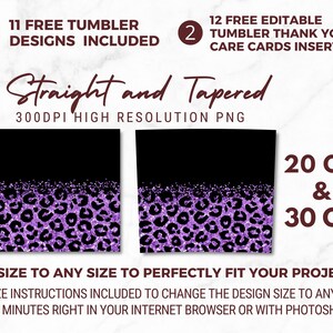 20 Oz Skinny Tumbler Sublimation Design Template Purple Glitter Leopard ...
