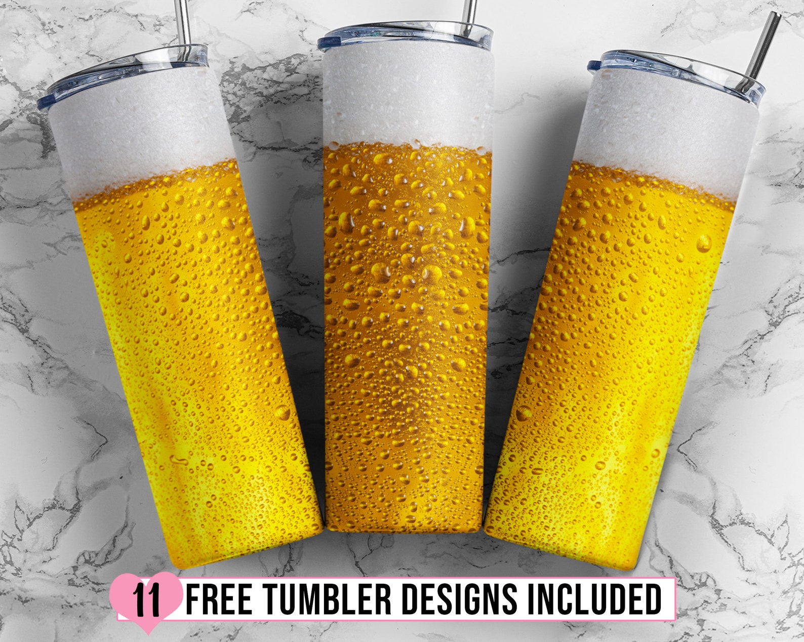 Beer Tumbler Sublimation Design Beer Glass 20oz Skinny Tumbler Etsy