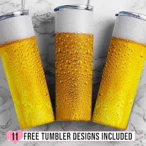 Beer Tumbler Sublimation Design Beer Glass 20oz Skinny Tumbler Design, Beer Lover Sublimation, Dad Tumbler Wrap - PNG Digital Download