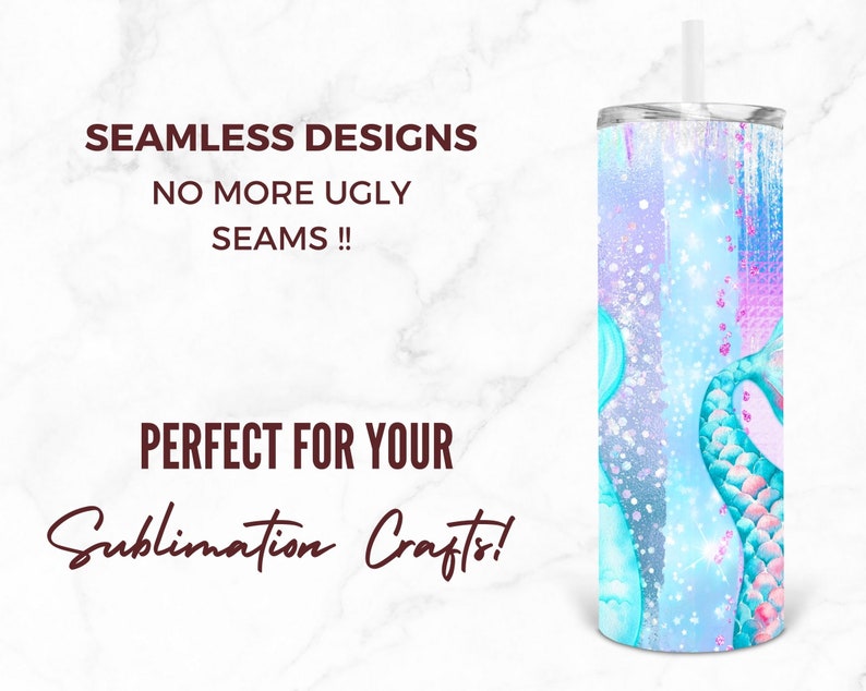 20oz Skinny Tumbler Kids Mermaid Designs Template Mermaid Etsy