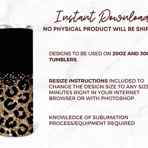 20 Oz Skinny Tumbler Sublimation Design Template Glitter Gold Leopard ...