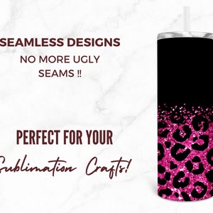 20 Oz Skinny Tumbler Sublimation Design Template Pink Glitter Leopard ...