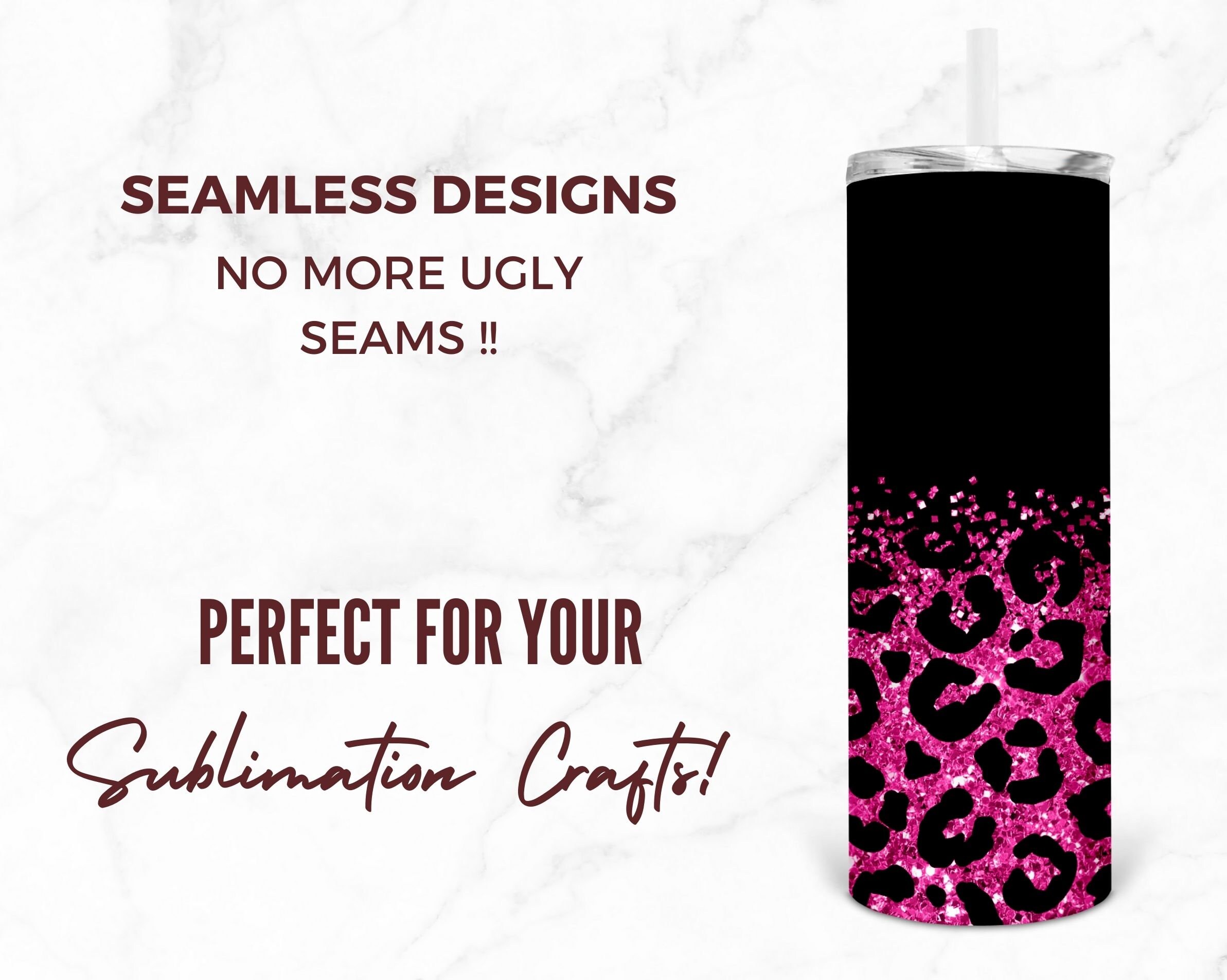 20 Oz Skinny Tumbler Sublimation Design Template Pink Glitter Leopard ...