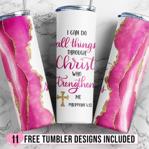 20oz Skinny Tumbler Sublimation, Christian Tumbler Design, Bible Verse Tumbler Wrap for Straight/Tapered PNG Digital Download