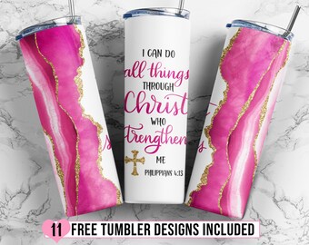 20oz Skinny Tumbler Sublimation, Christian Tumbler Design, Bible Verse Tumbler Wrap for Straight/Tapered PNG Digital Download