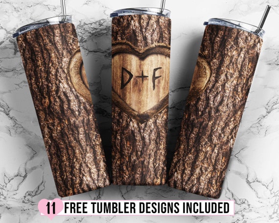 20 oz Skinny Tumbler Sublimation Design Template, Wood Carving Love Heart Tumbler Wrap for 20oz 30oz Tumblers, Valentines Day Custom Tumbler