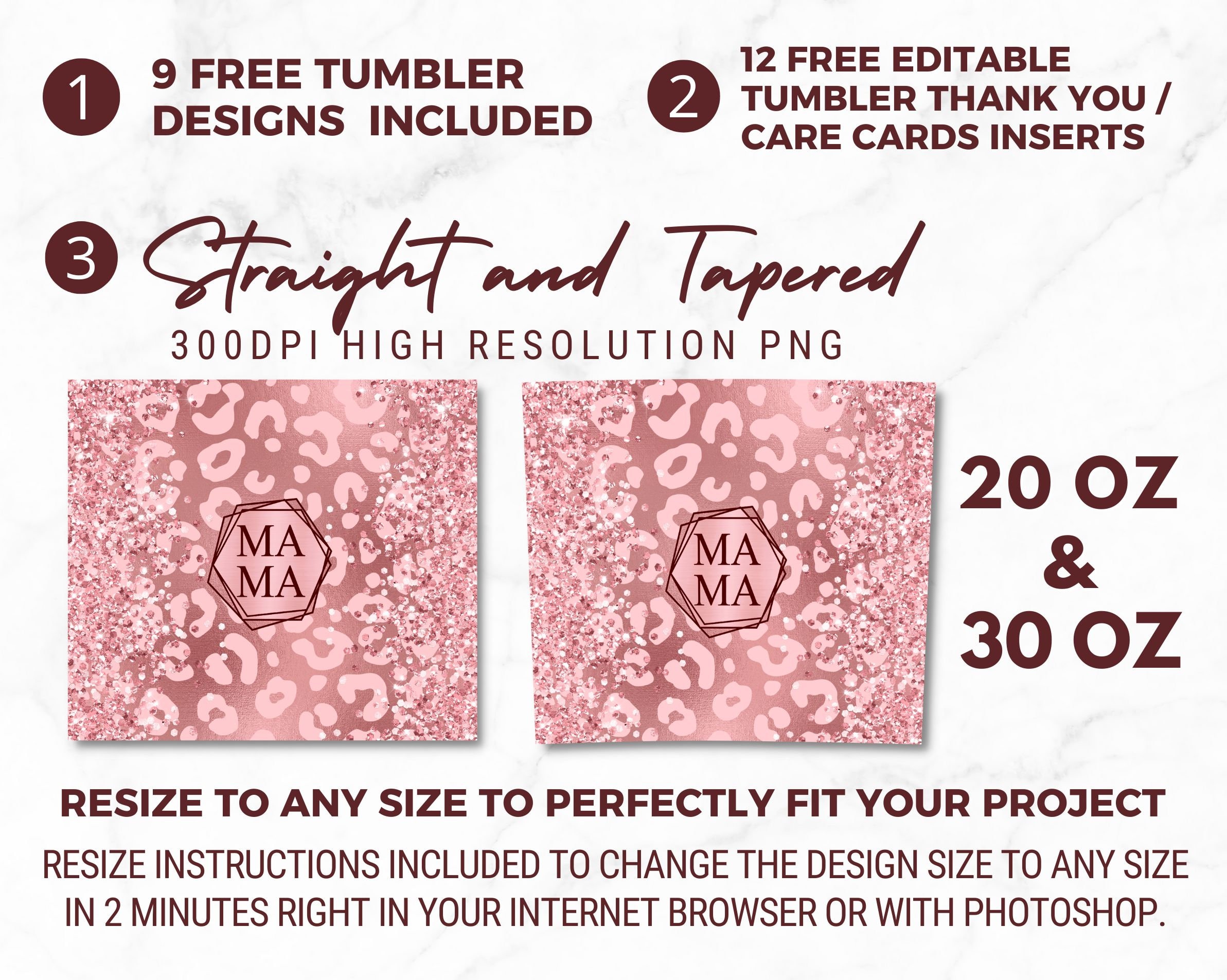Leopard Mama 20 Oz Skinny Tumbler, Pink Glitter Tumbler PNG, Mom ...