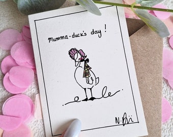 Carte de fête des mères : mini carte de voeux maman-canard