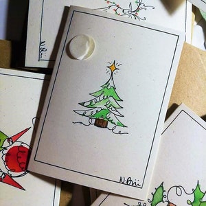 Mini biglietto di Natale e busta con albero di Natale