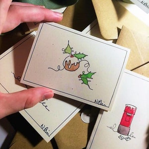 Mini cartão de Natal e envelope de pudim de Natal quente