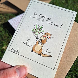 Obtenez bien bientôt le jeu de mots mignon | mini carte de voeux