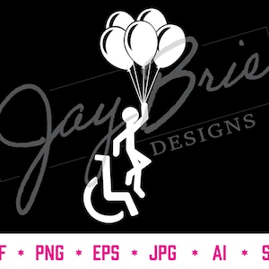Floating with Balloons Disability Sticker for vehicles - pdf, png, eps, jpg, ai, svg - cricut, silhouette, sizzix, sticker file