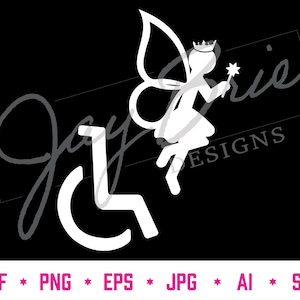 Fairy Wheelchair Disability Sticker for Vehicles - pdf, png, eps, jpg, ai, svg - cricut, silhouette, sizzix, sticker file