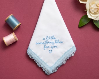 Something Blue | Bride Handkerchief | Wedding Handkerchief | Embroidered Wedding Handkerchief